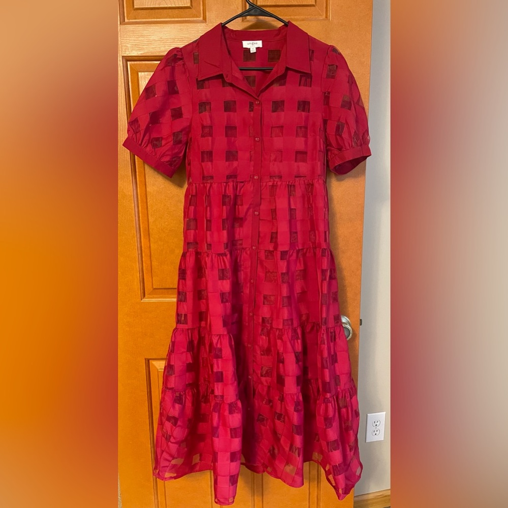 Umgee Red Checked Dress